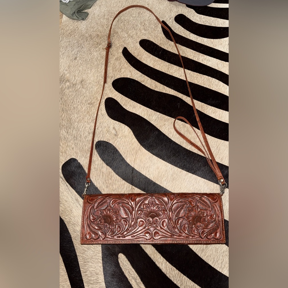 Hand-Tooled Floral Leather Crossbody Bag - ALEJANDRO YEO BRAND